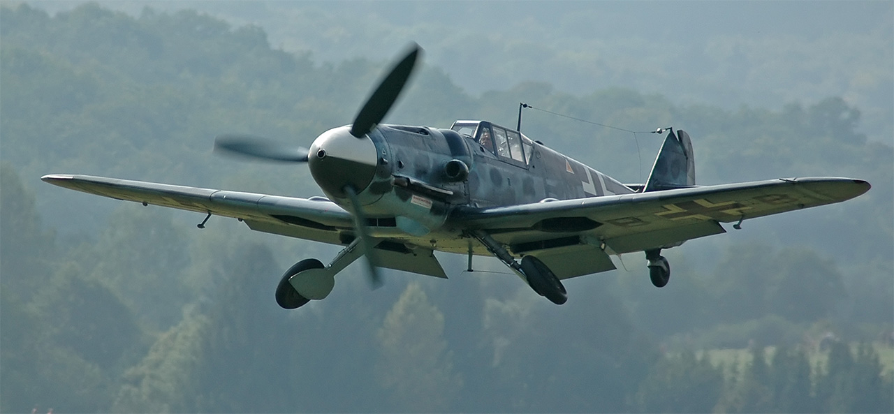 A license-built Messerschmitt Bf 109 G-2 landing.