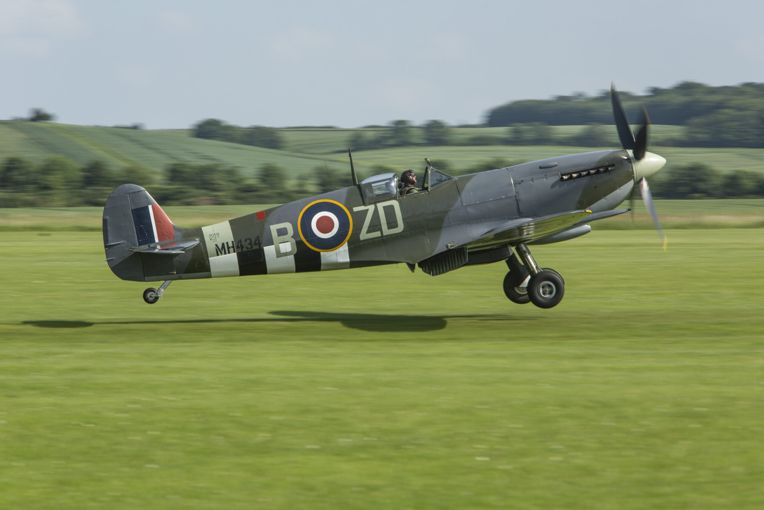 A Supermarine Spitfire Mk IXb takes part during the Duxford Summer Air Show: DDay 80.