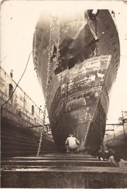 HMS Glowworm (H92) in drydock