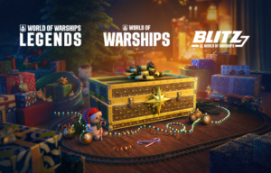 Graphic promoting World of Warships for the holiday season