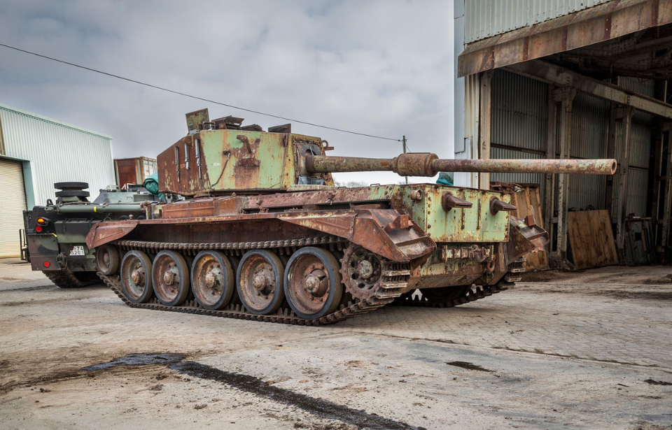 Charioteer parked outside a building